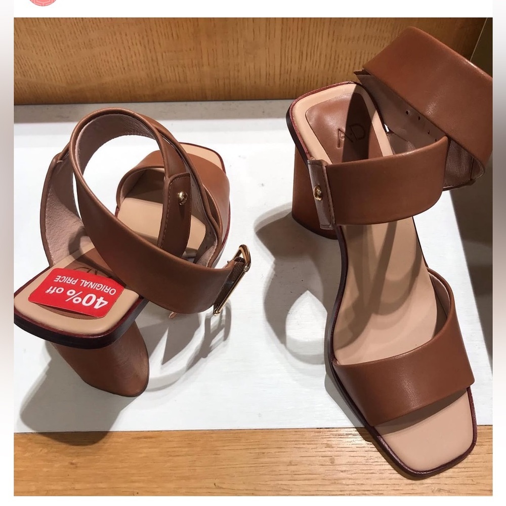 Elegant Brown Block Heel Sandals